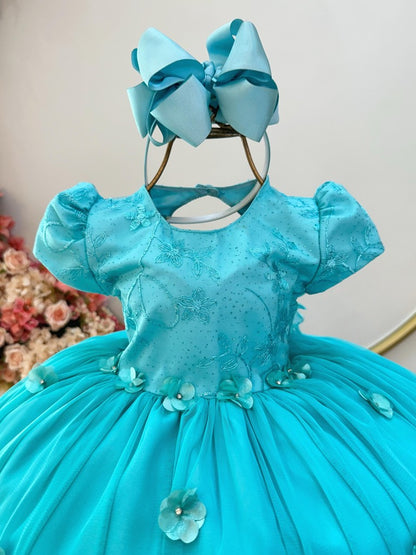 Vestido Infantil Verde em Renda com Saia Rodada para Daminhas