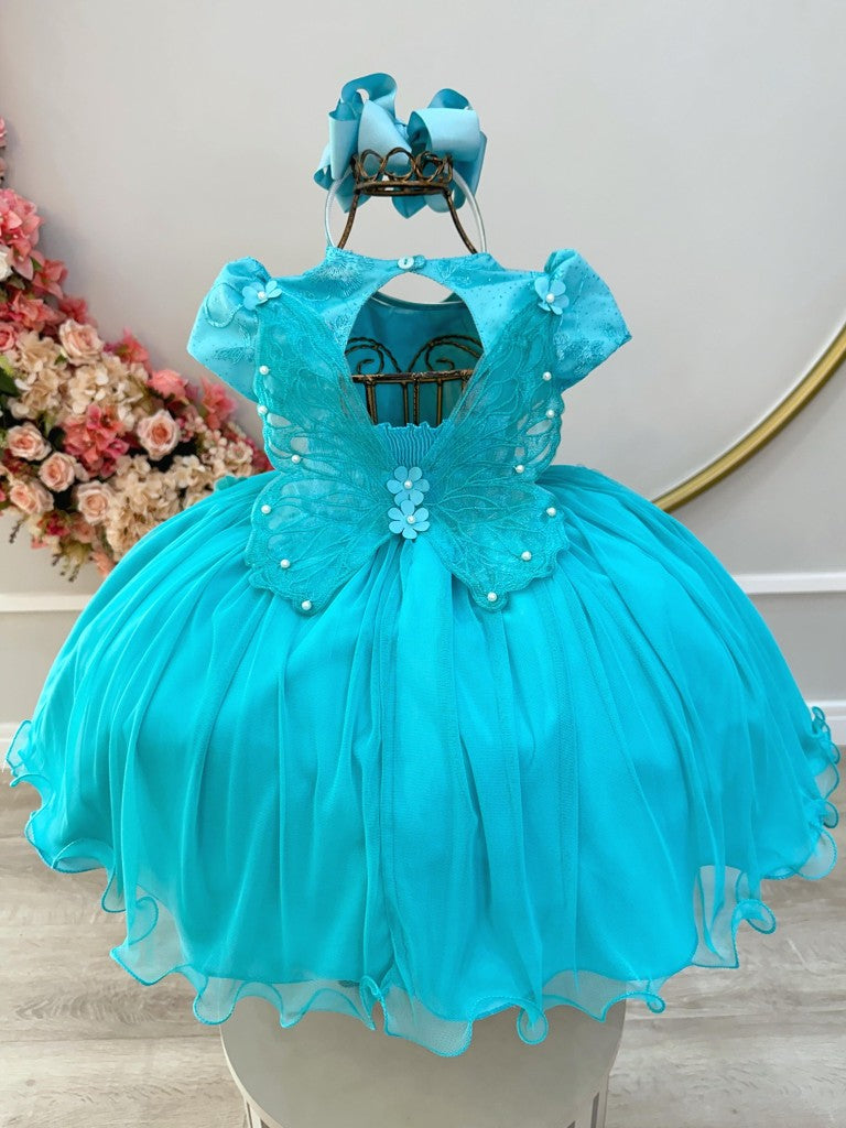 Vestido Infantil Verde em Renda com Saia Rodada para Daminhas