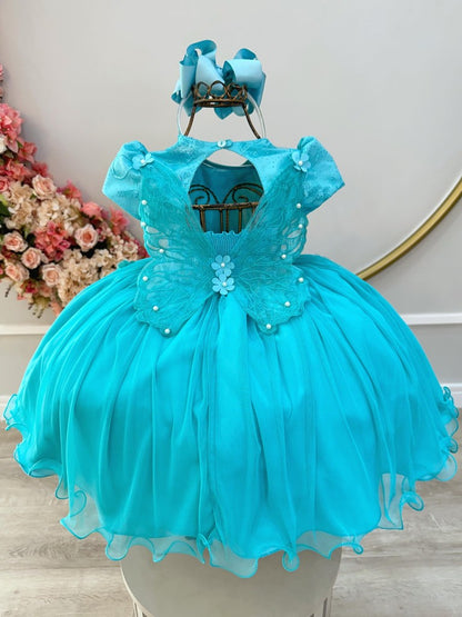 Vestido Infantil Verde em Renda com Saia Rodada para Daminhas