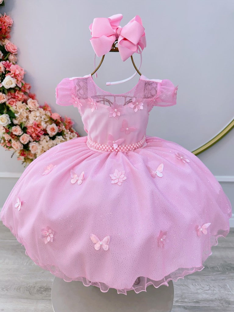 Vestido Infantil Rosa Claro Jardim Encantado Festas Luxo