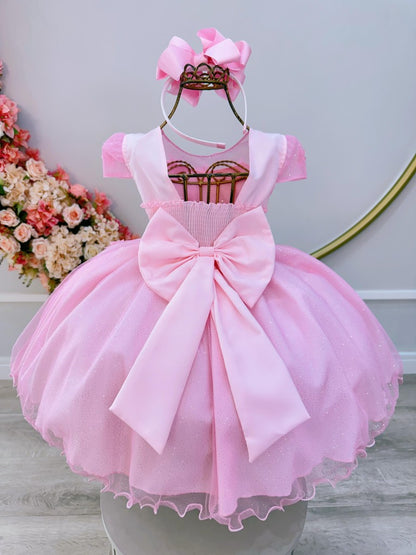 Vestido Infantil Rosa Claro Jardim Encantado Festas Luxo