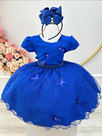 Vestido Infantil Azul Royal Jardim Encantado Festas Luxo