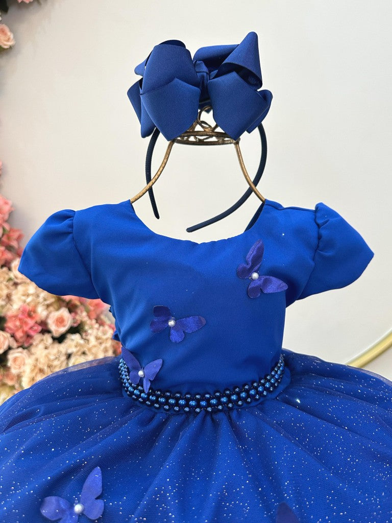 Vestido Infantil Azul Royal Jardim Encantado Festas Luxo