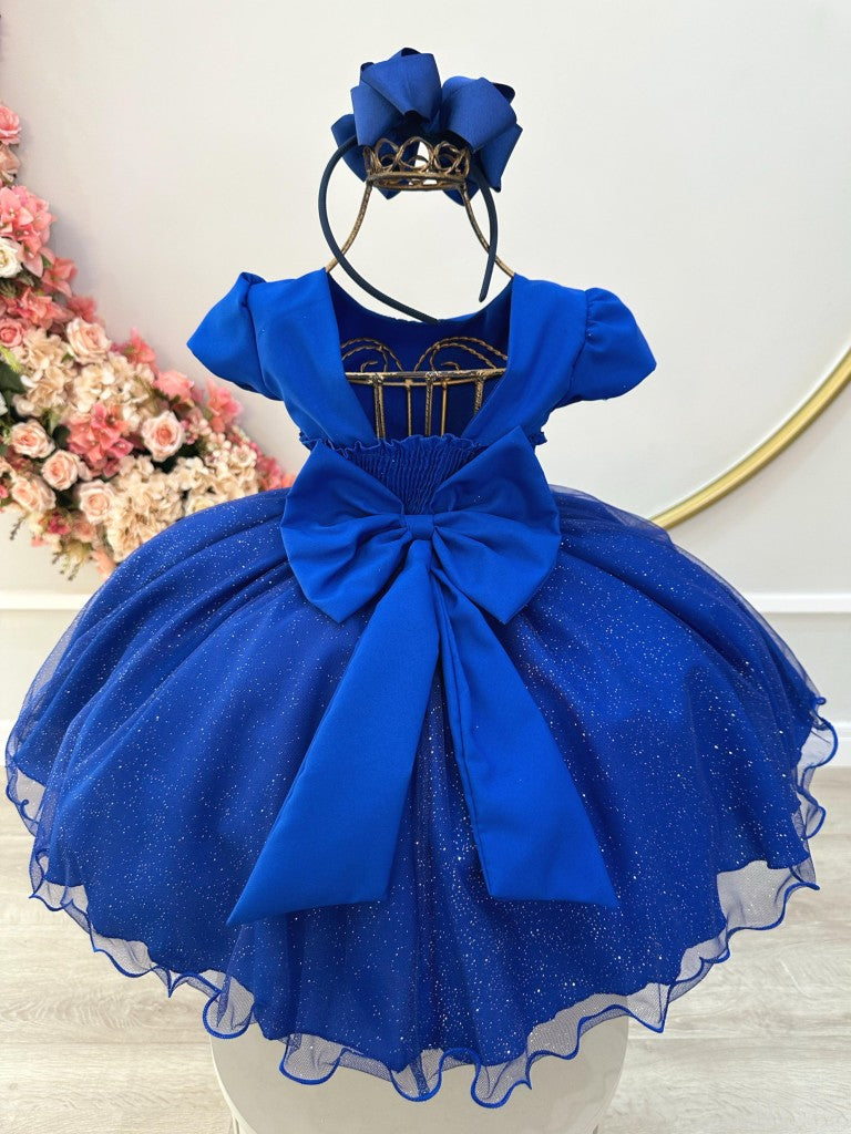 Vestido Infantil Azul Royal Jardim Encantado Festas Luxo