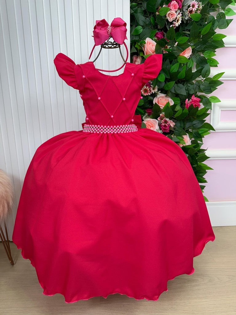 Vestido Infantil Pink em Poliéster com Tule e Renda Delicada para Festa de Aniversário