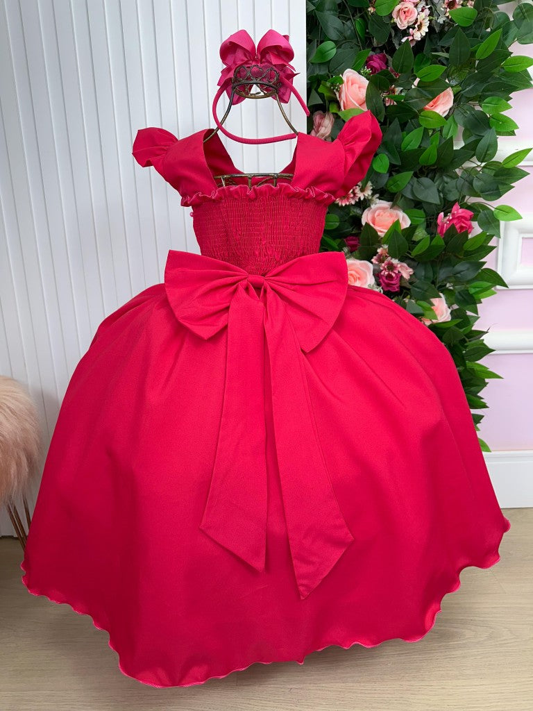 Vestido Infantil Pink em Poliéster com Tule e Renda Delicada para Festa de Aniversário