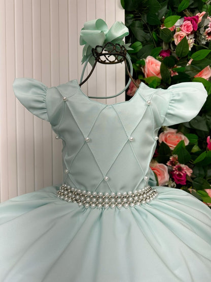 Vestido Infantil Verde Porto Fino em Poliester com Saia Longa