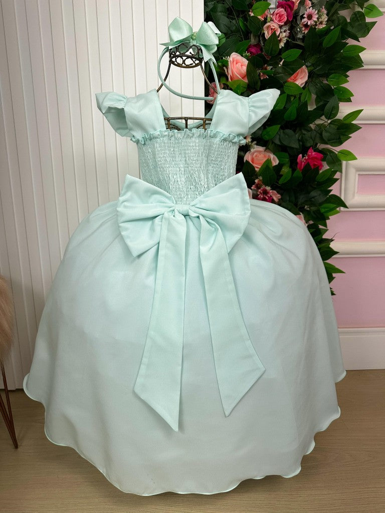 Vestido Infantil Verde Porto Fino em Poliester com Saia Longa