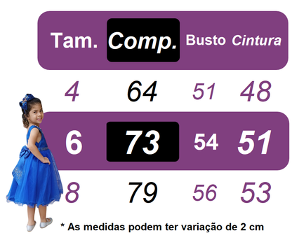 Vestido Infantil Azul em Cetim com Capa Luxuosa e Saia Rodada para Festa de Aniversário