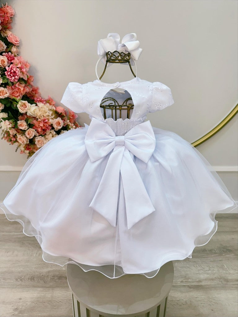 Vestido Infantil Branco em Tule com Renda Delicada para Daminhas