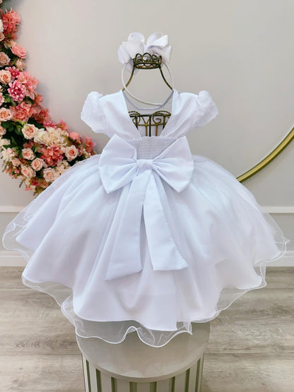 Vestido Infantil Branco em Tule com Renda Delicada para Daminhas