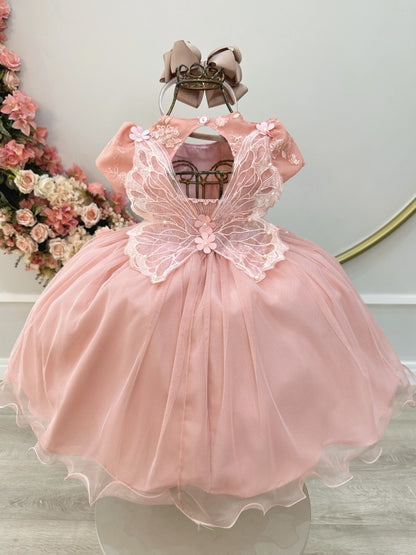 Vestido Infantil Rosa em Renda com Saia Rodada para Festa de Aniversário