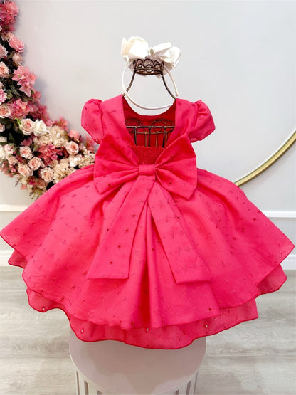Vestido Infantil Goiaba em Laise com Babados Luxo para Daminhas