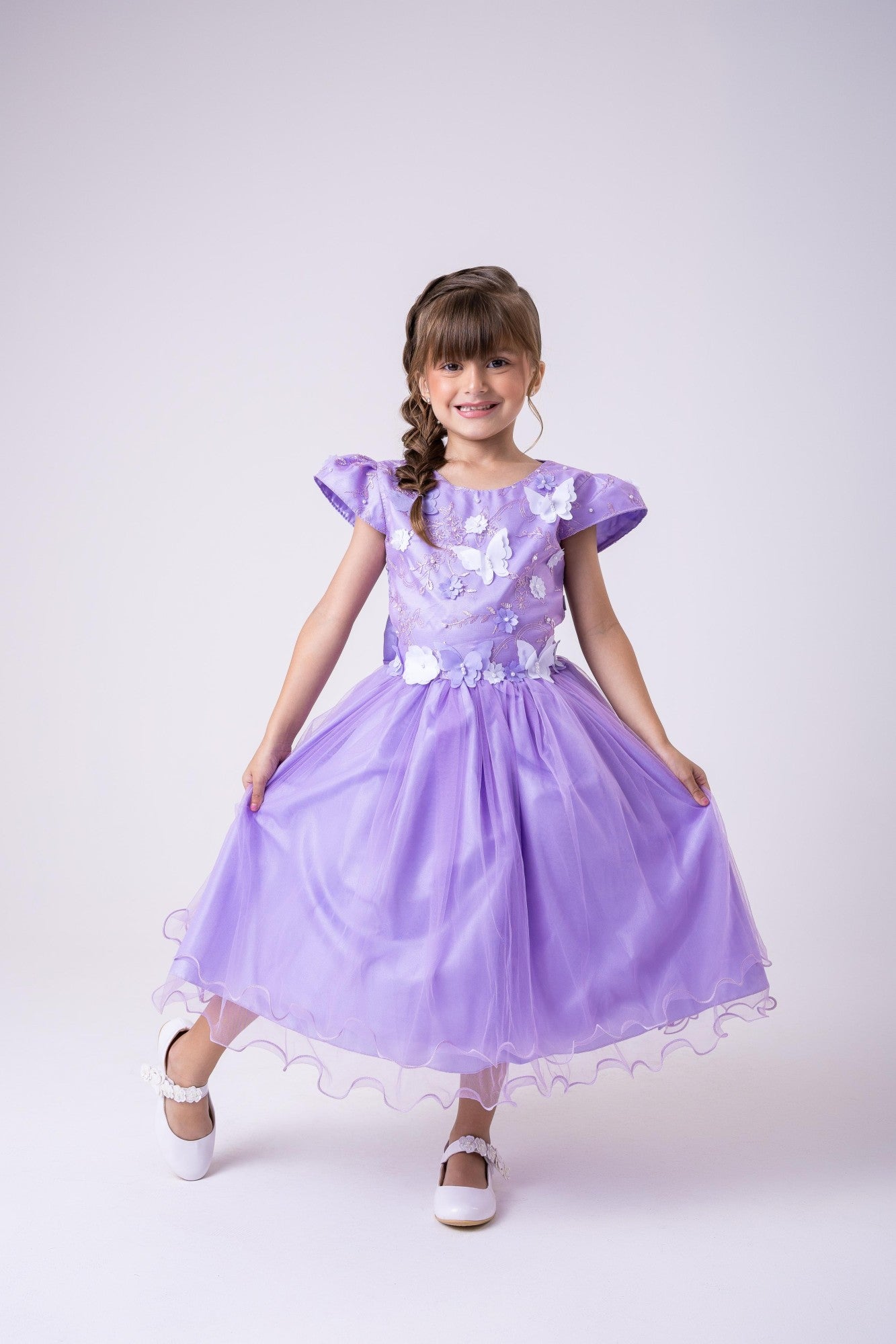 Vestido Marie Jardim Encantado Lilás