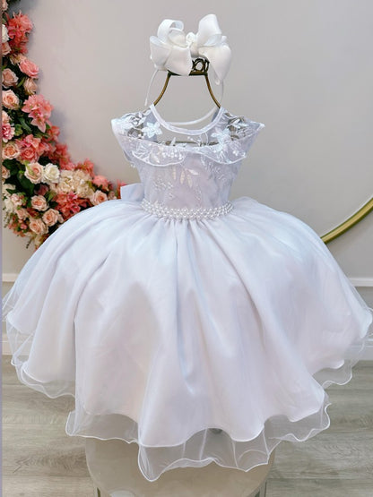 Vestido Infantil Branco C/ Babados e Renda Daminhas Festas