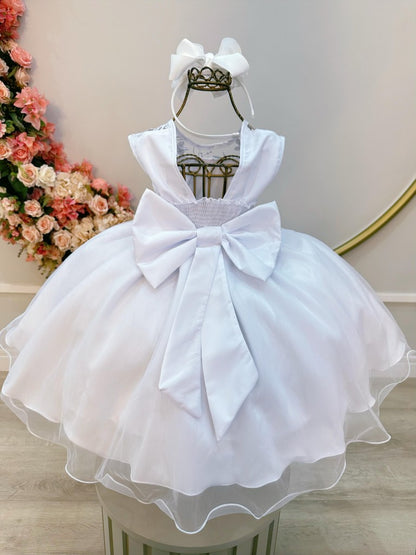 Vestido Infantil Branco C/ Babados e Renda Daminhas Festas