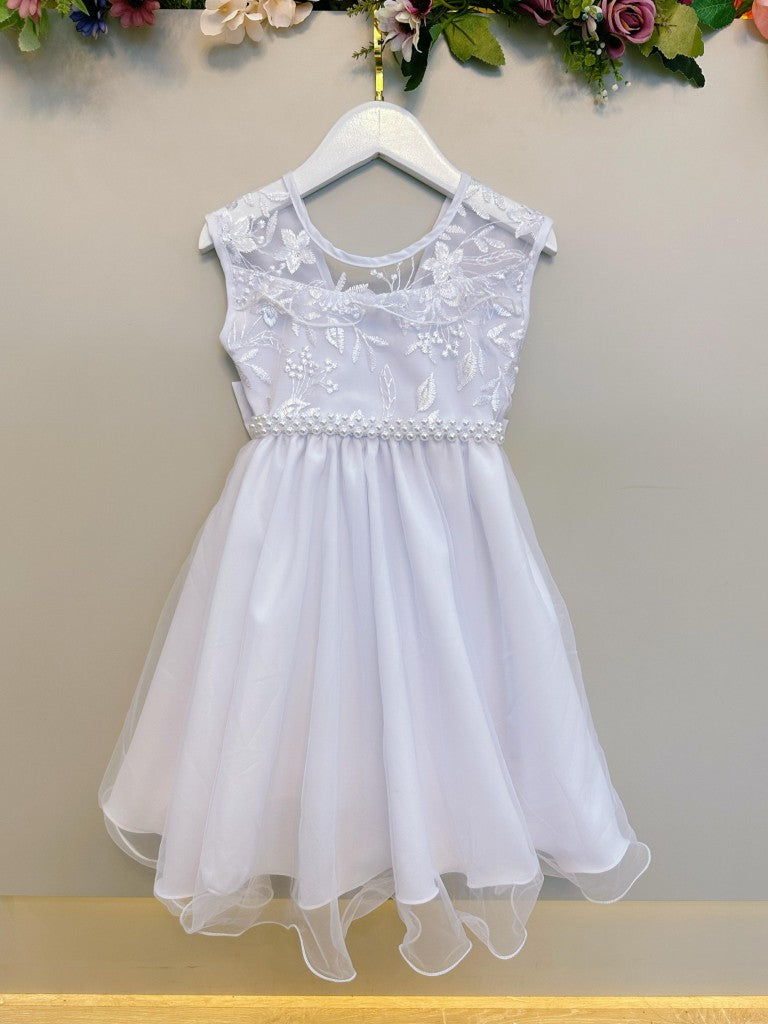 Vestido Infantil Branco C/ Babados e Renda Daminhas Festas