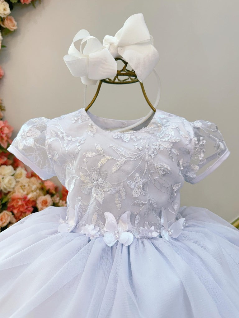 Vestido Infantil Branco em Algodão com Saia Babados para Festa de Aniversário