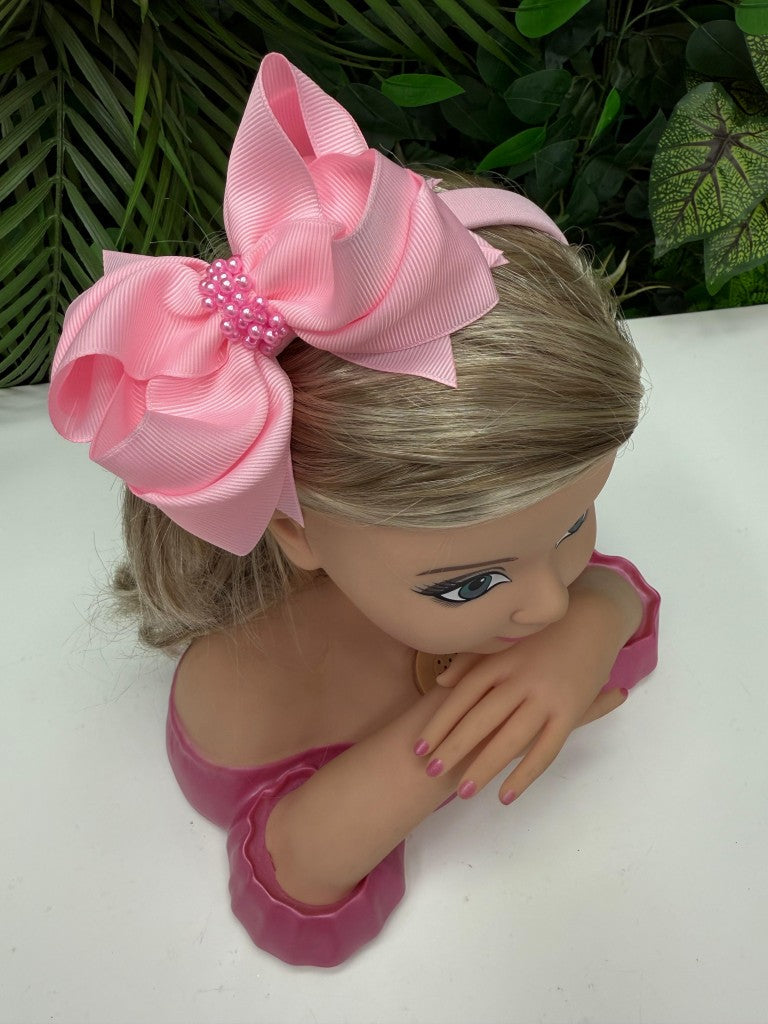 Tiara Infantil Rosa Bebê com Pérolas Aplicadas para Estilo Princesa