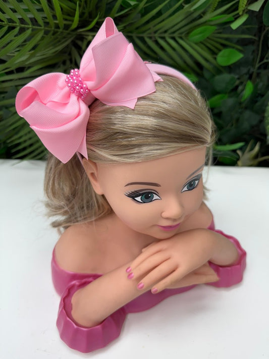 Tiara Infantil Rosa Bebê com Pérolas Aplicadas para Estilo Princesa