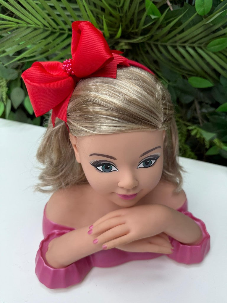 Tiara Infantil Vermelha em Cetim com Detalhes em Pérolas para Estilo Princesa