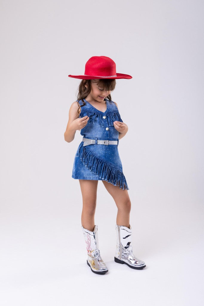 Conjunto Blogueirinha Boiadeira Jeans Estiloso e Confortável