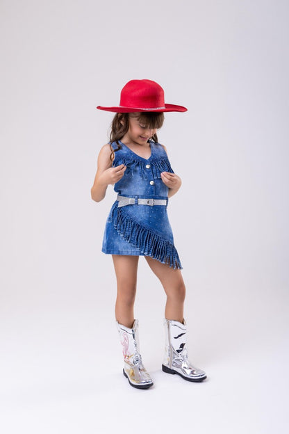 Conjunto Blogueirinha Boiadeira Jeans Estiloso e Confortável