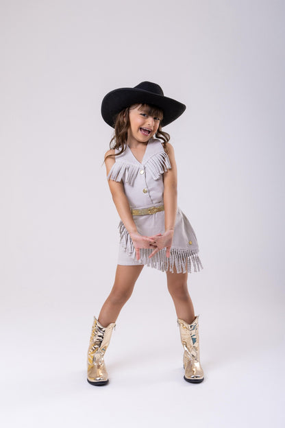 Conjunto Blogueirinha Boiadeira Jeans Off Casual Chic