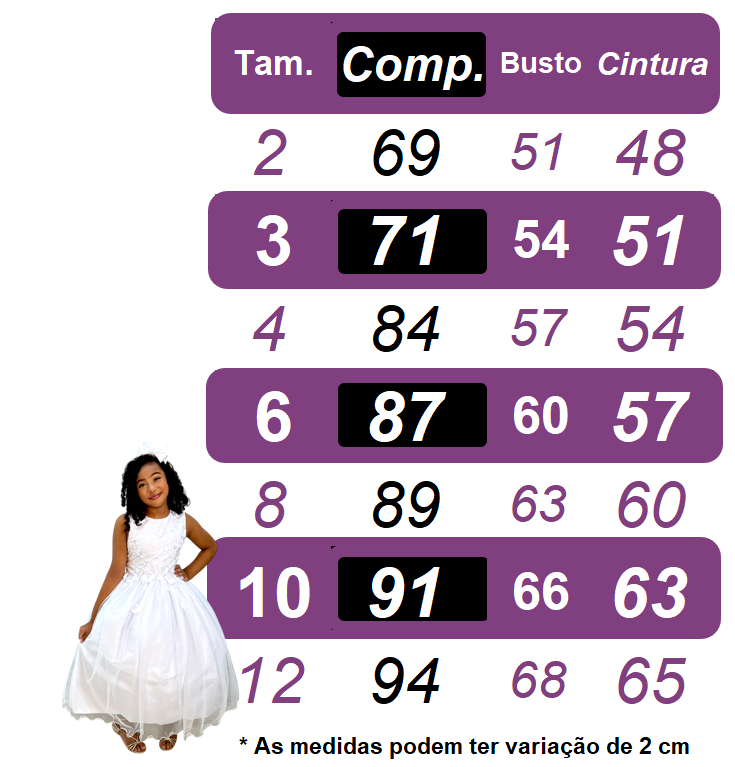 Vestido Infantil Branco em Cetim com Nervura no Busto para Daminhas