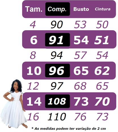 Vestido Infantil Azul Marinho Tule e Renda Longo Dama Luxo