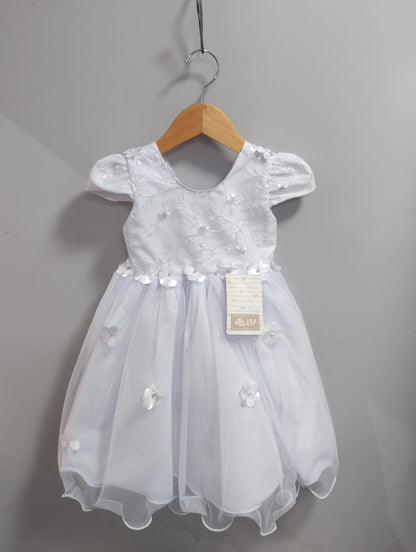 Vestido Infantil Branco em Renda Luxo com Saia Fluída para Festa
