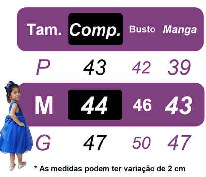 Vestido Infantil Branco em Tule com Renda e Saia Rodada para Batizados