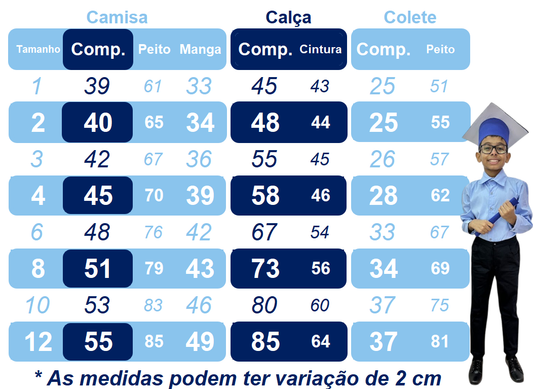 Conjunto Social Infantil Branco em Algodão com Colete Preto e Gravata para Pajem