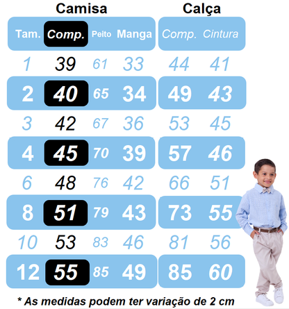 Conjunto Social Infantil Branco em Poliéster com Calça e Suspensório Preto para Pajem