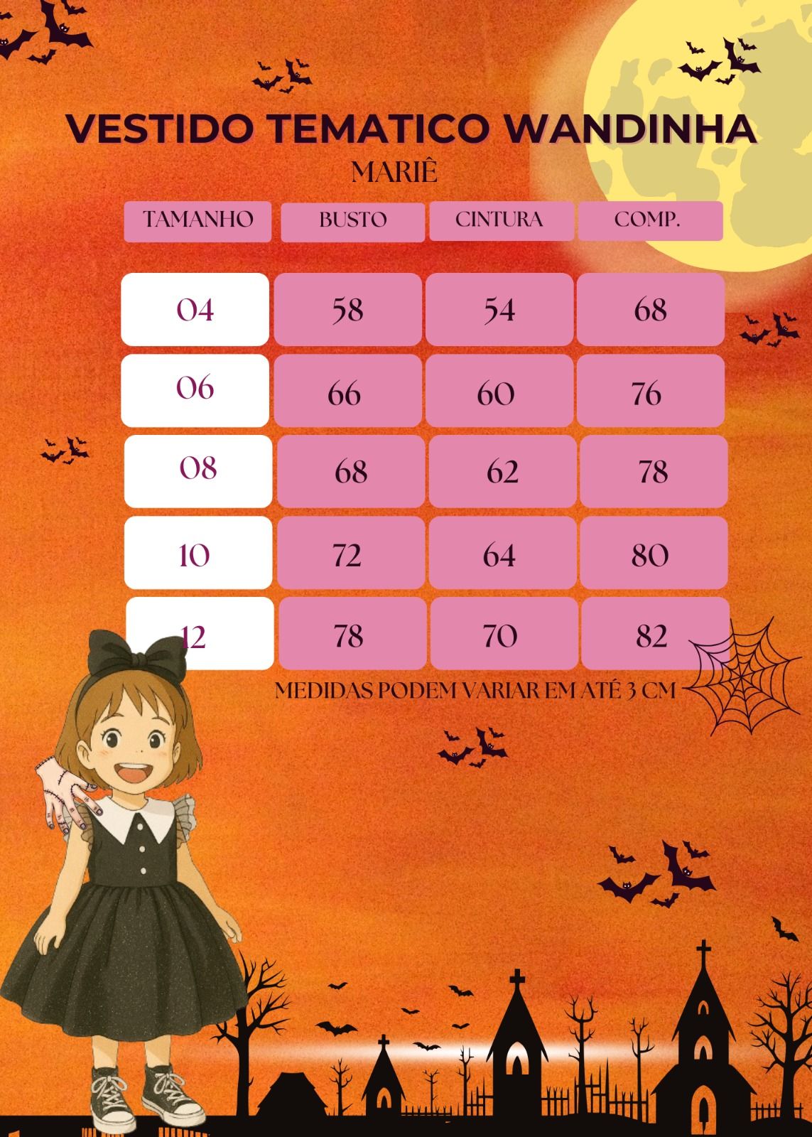 Vestido Marie Tematico Wandinha - Vandinha