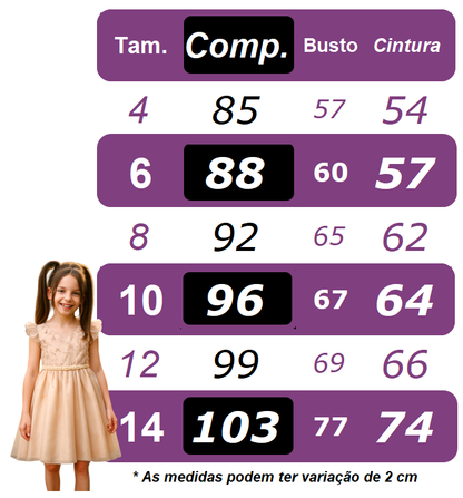 Vestido Infantil Longo Rosa C/ Apliques e Renda Damas