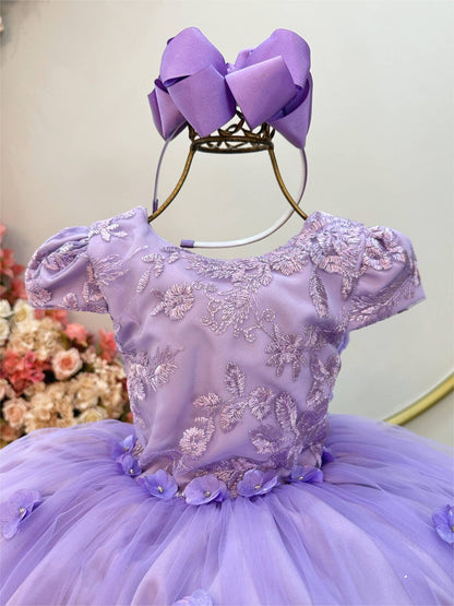 Vestido Infantil Lilás Jardim Encantado Damas Com Renda