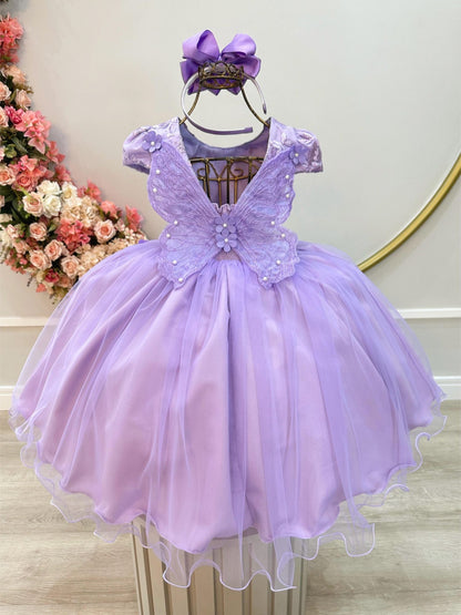 Vestido Infantil Lilás Jardim Encantado Damas Com Renda