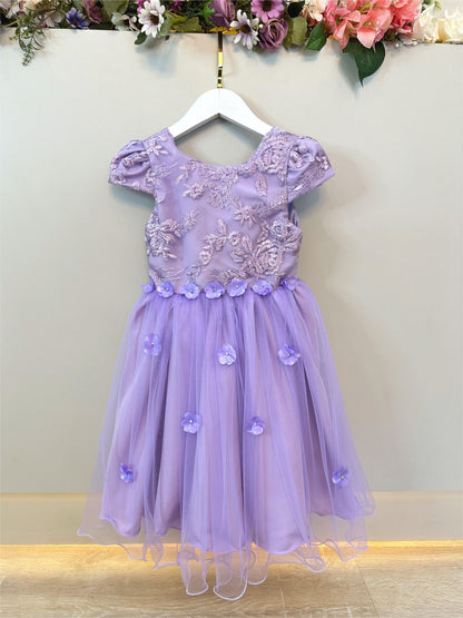 Vestido Infantil Lilás Jardim Encantado Damas Com Renda