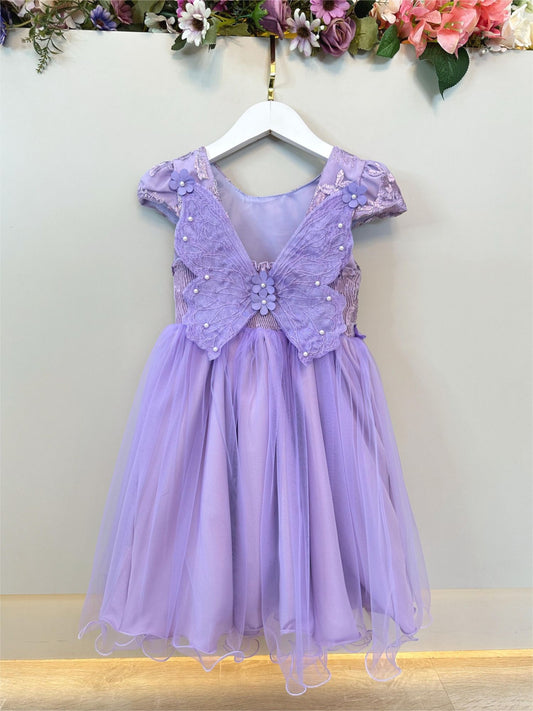 Vestido Infantil Lilás Jardim Encantado Damas Com Renda