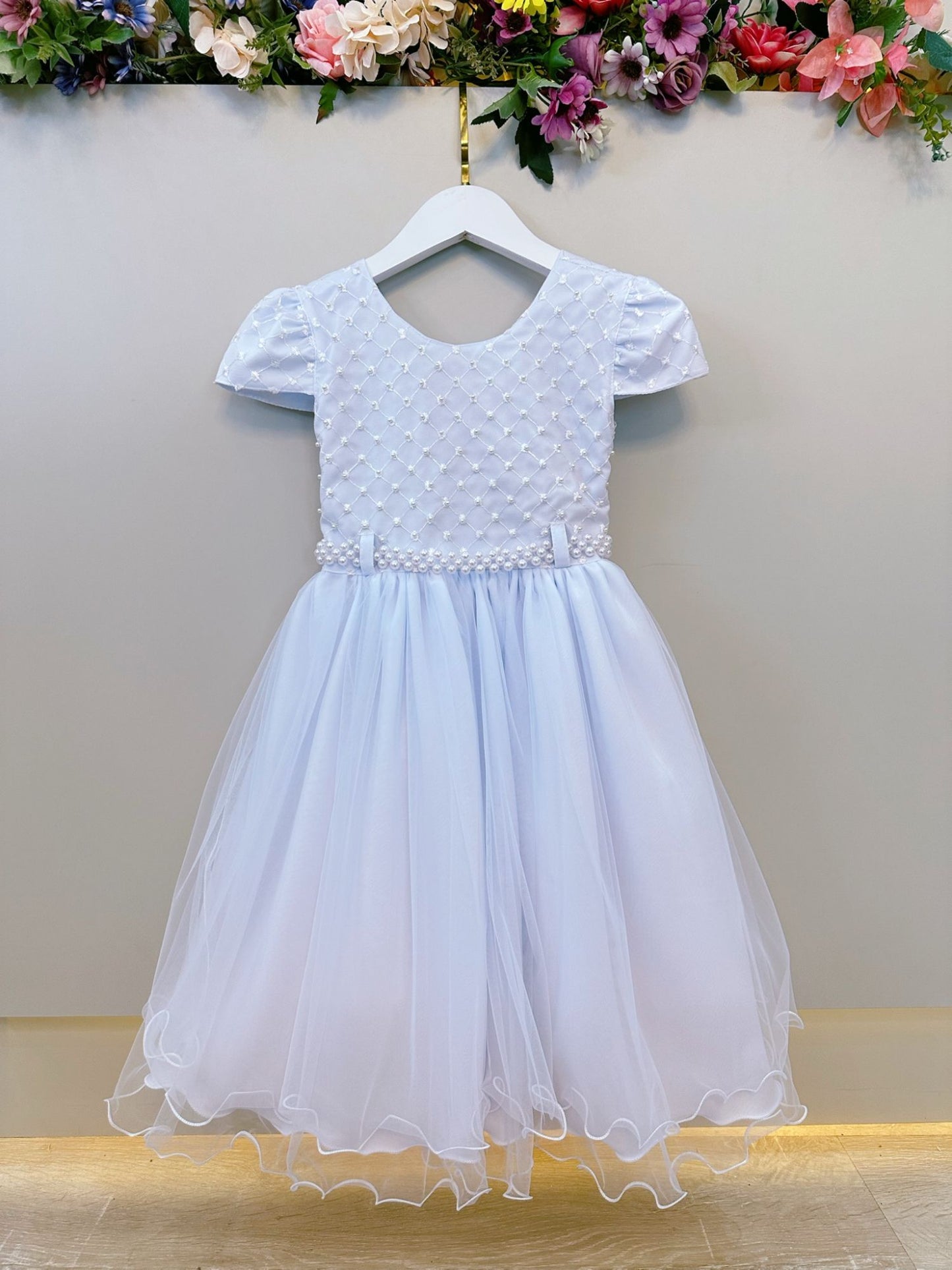 Vestido Infantil Branco Busto Com Renda Daminhas Casamentos
