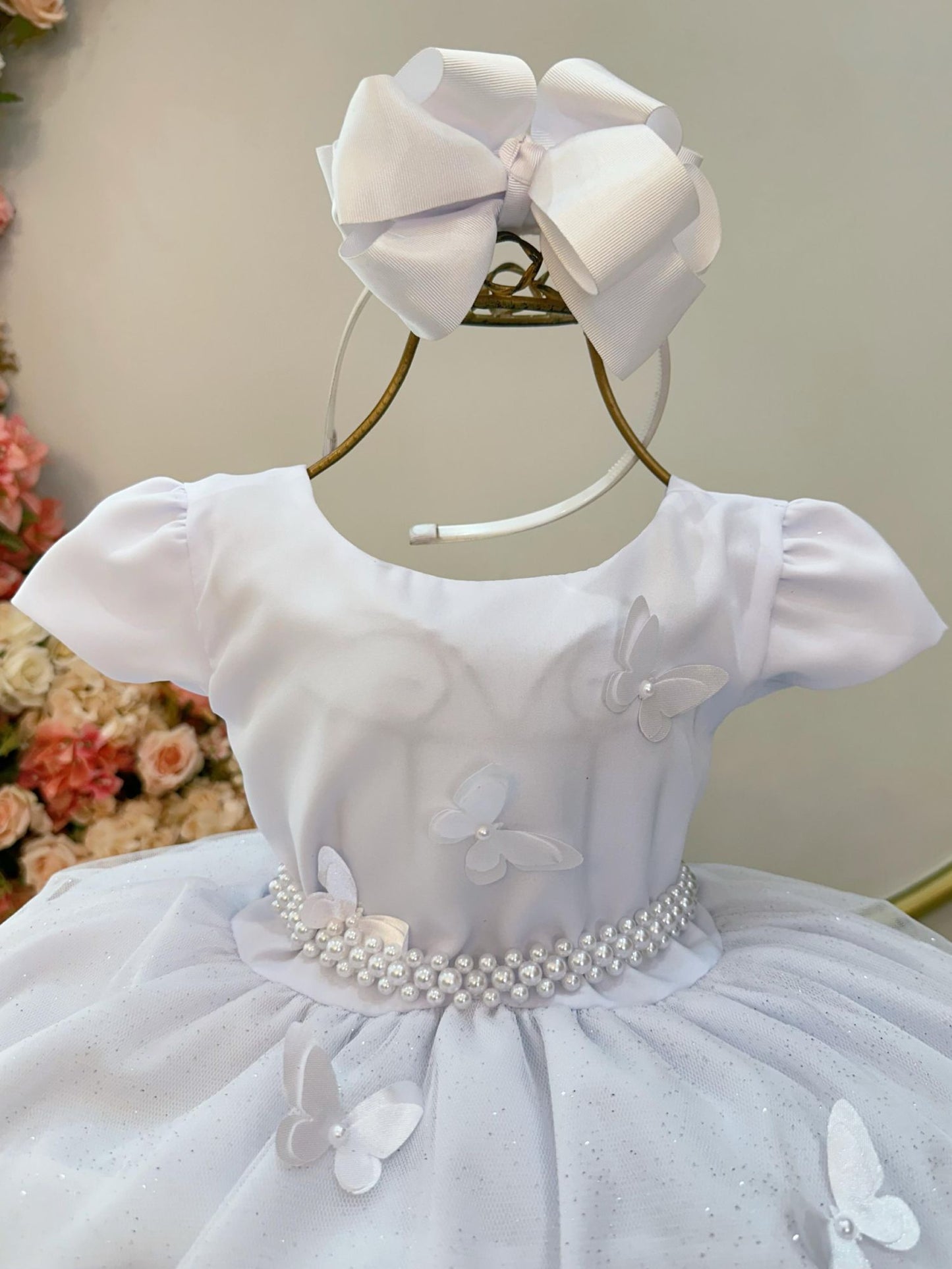 Vestido Infantil Branco Jardim Encantado Festas Luxo