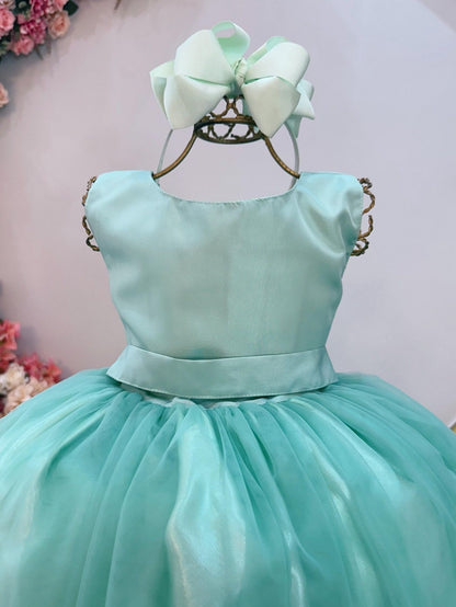 Vestido Infantil Longo Verde Menta Daminhas Casamentos Luxo