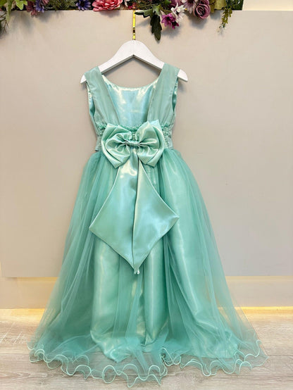Vestido Infantil Longo Verde Menta Daminhas Casamentos Luxo