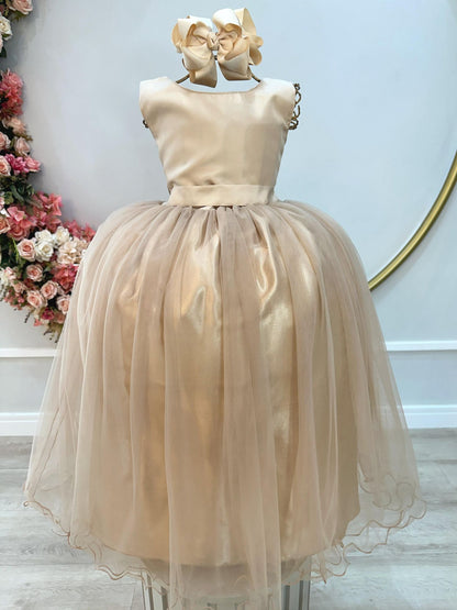 Vestido Infantil Longo Dourado Luxo