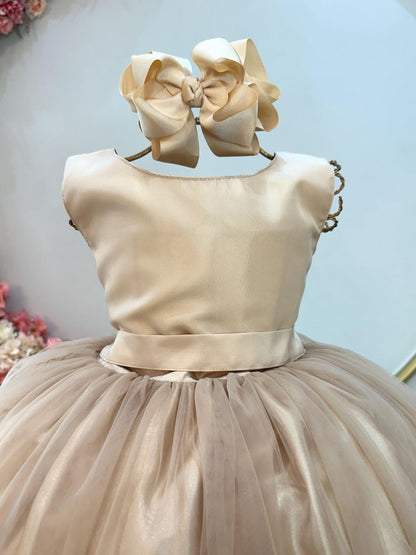Vestido Infantil Longo Dourado Luxo