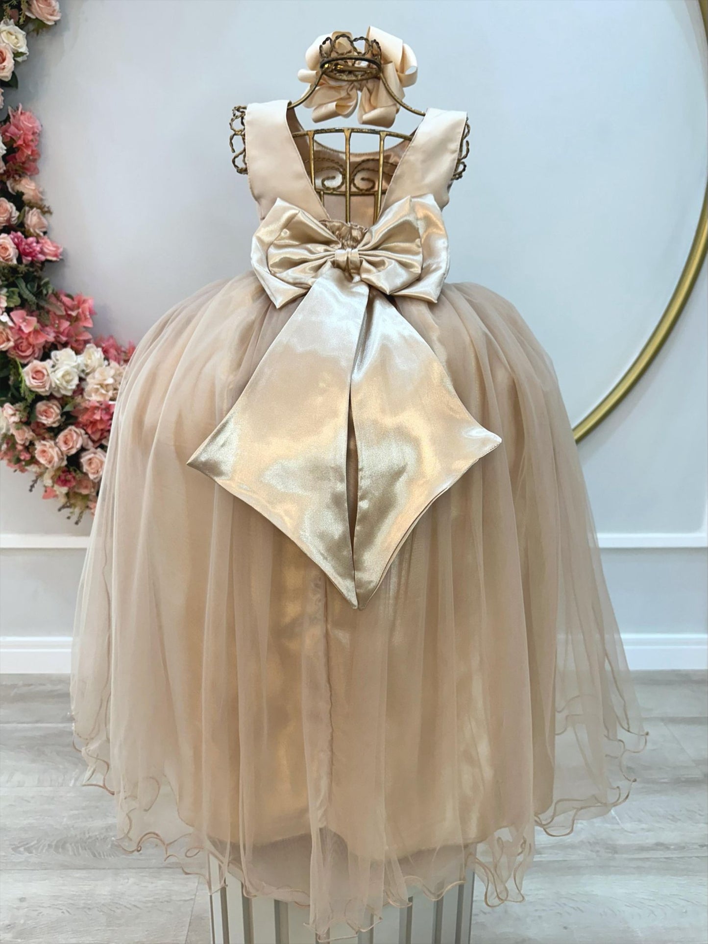Vestido Infantil Longo Dourado Luxo