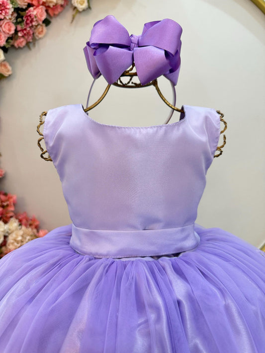 Vestido Infantil Longo Lilás Festas Luxo