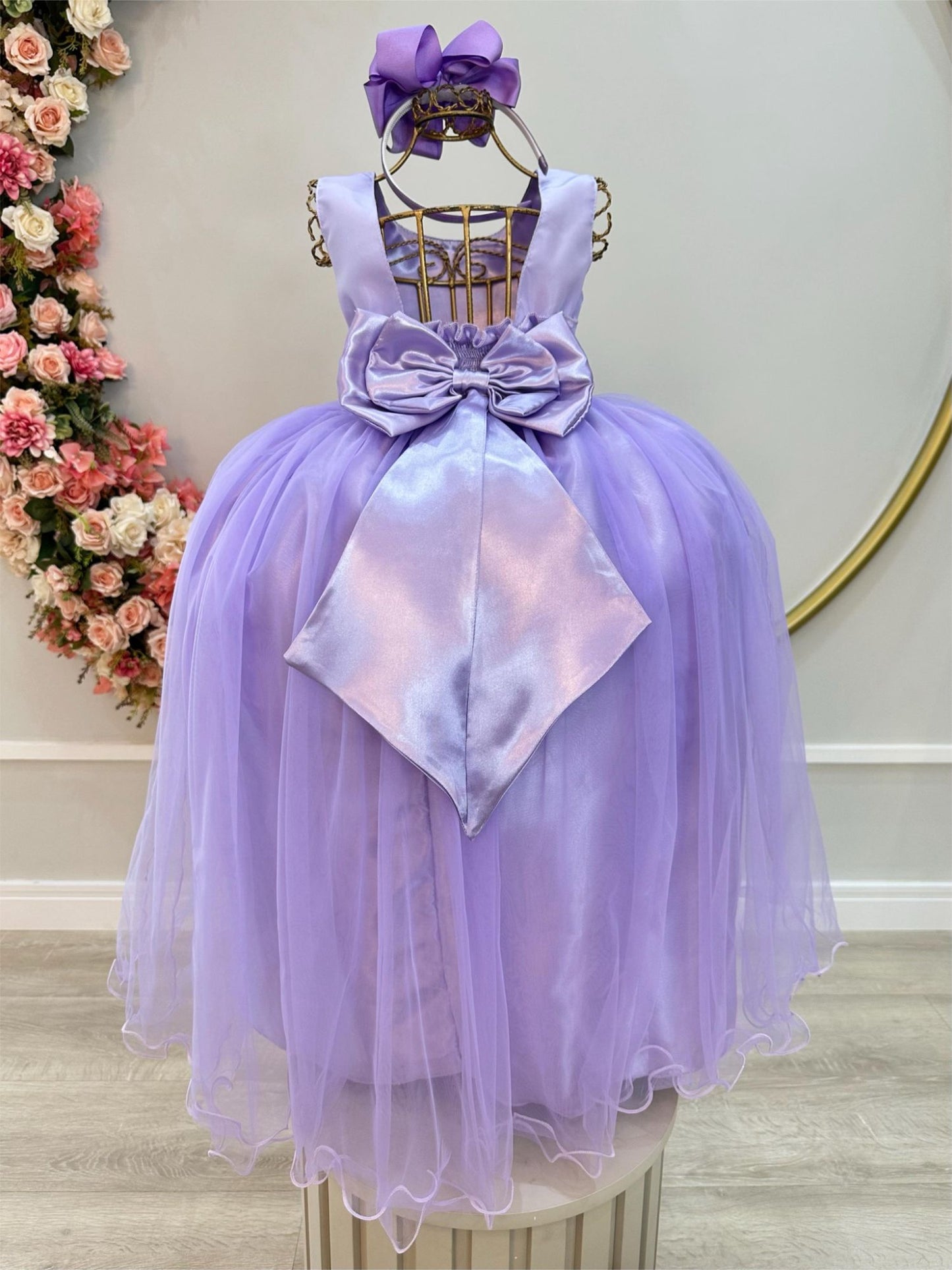 Vestido Infantil Longo Lilás Festas Luxo