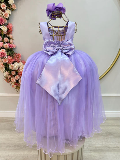 Vestido Infantil Longo Lilás Festas Luxo